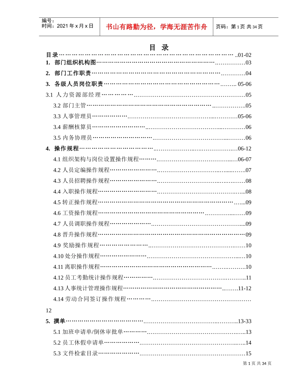 某某公司人力资源部工作手册_第2页