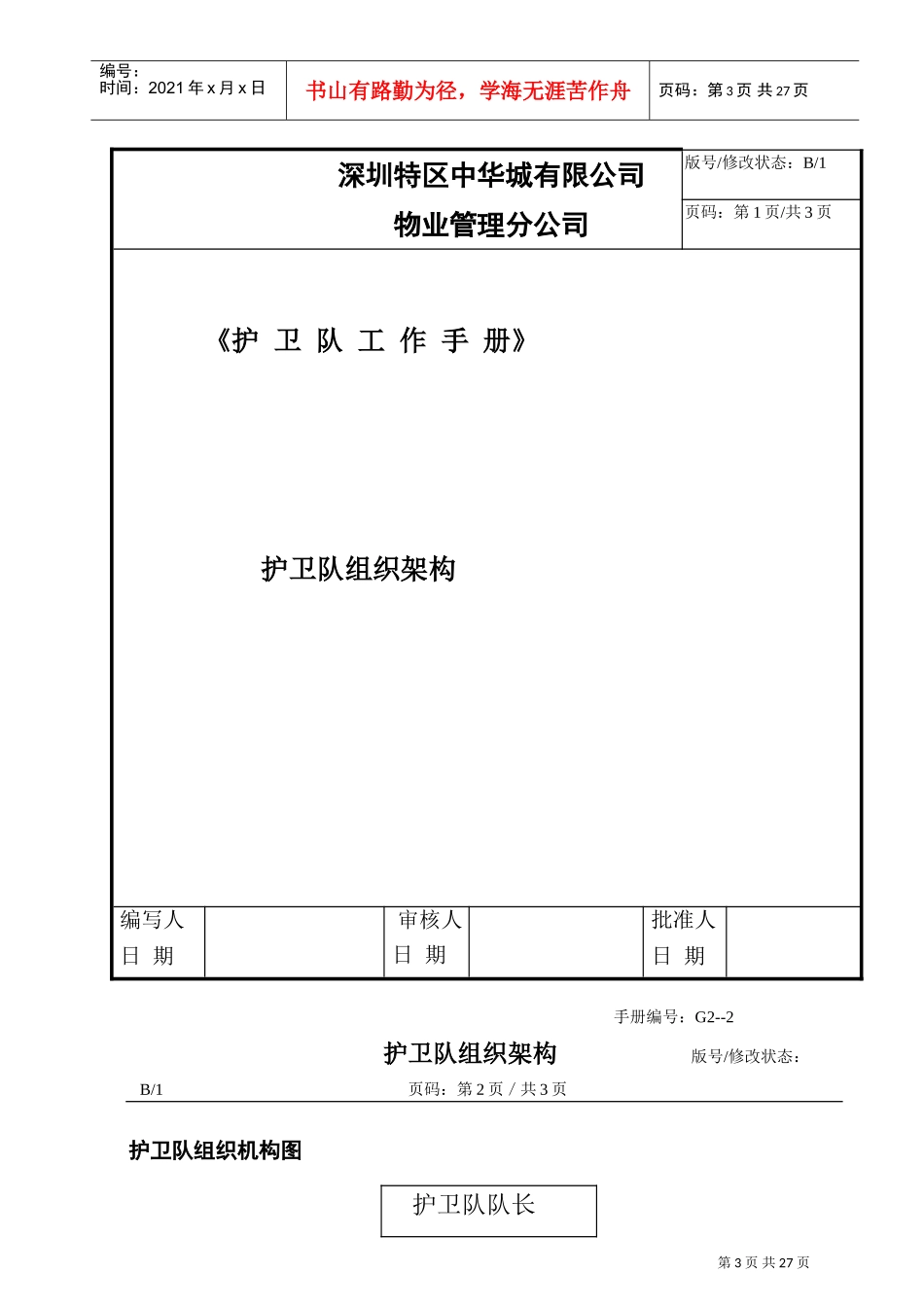 某某物业管理分公司护卫队工作手册_第3页
