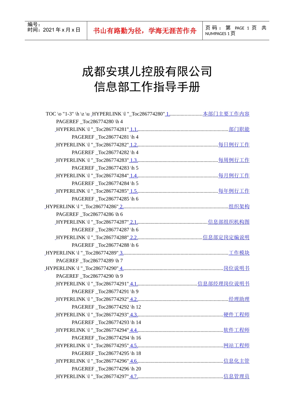 某某控股有限公司信息部工作指导手册_第1页