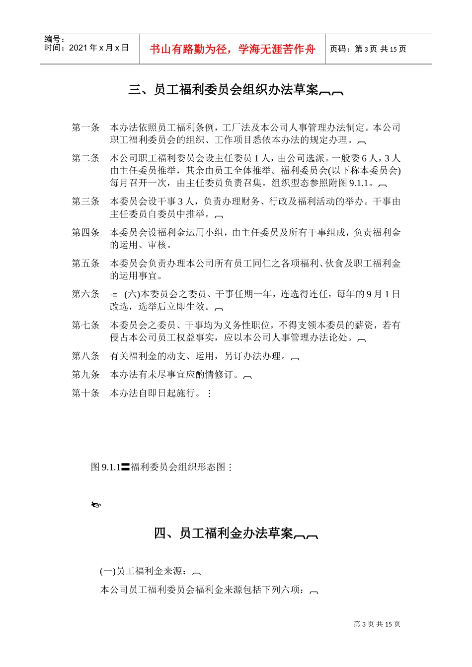 某某工业公司员工福利组织管理规章制度_第3页