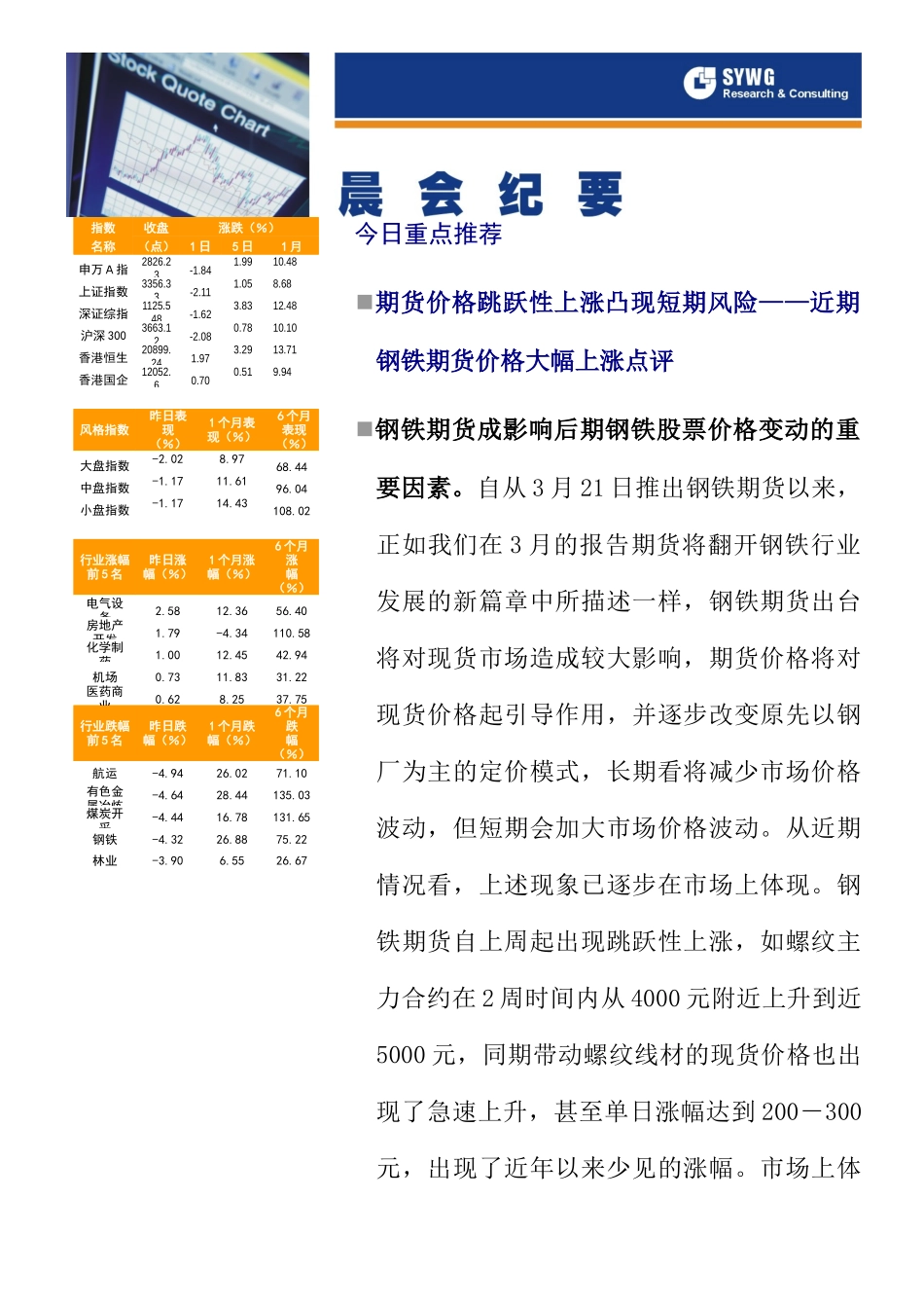 某某年8月份申万晨会纪要报告_第1页