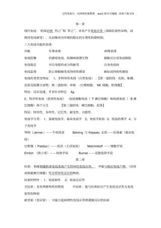 医学免疫学重点整理精要