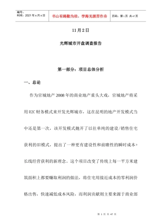 某楼宇开盘市场调查报告