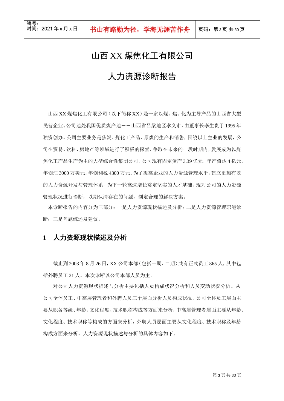 某某煤焦化公司人力资源诊断报告_第3页