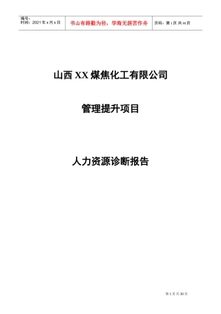 某某煤焦化公司人力资源诊断报告