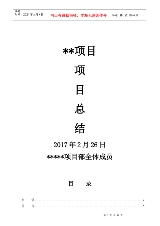 某某项目完工总结汇总