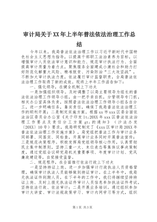 审计局关于上半年普法依法治理工作总结