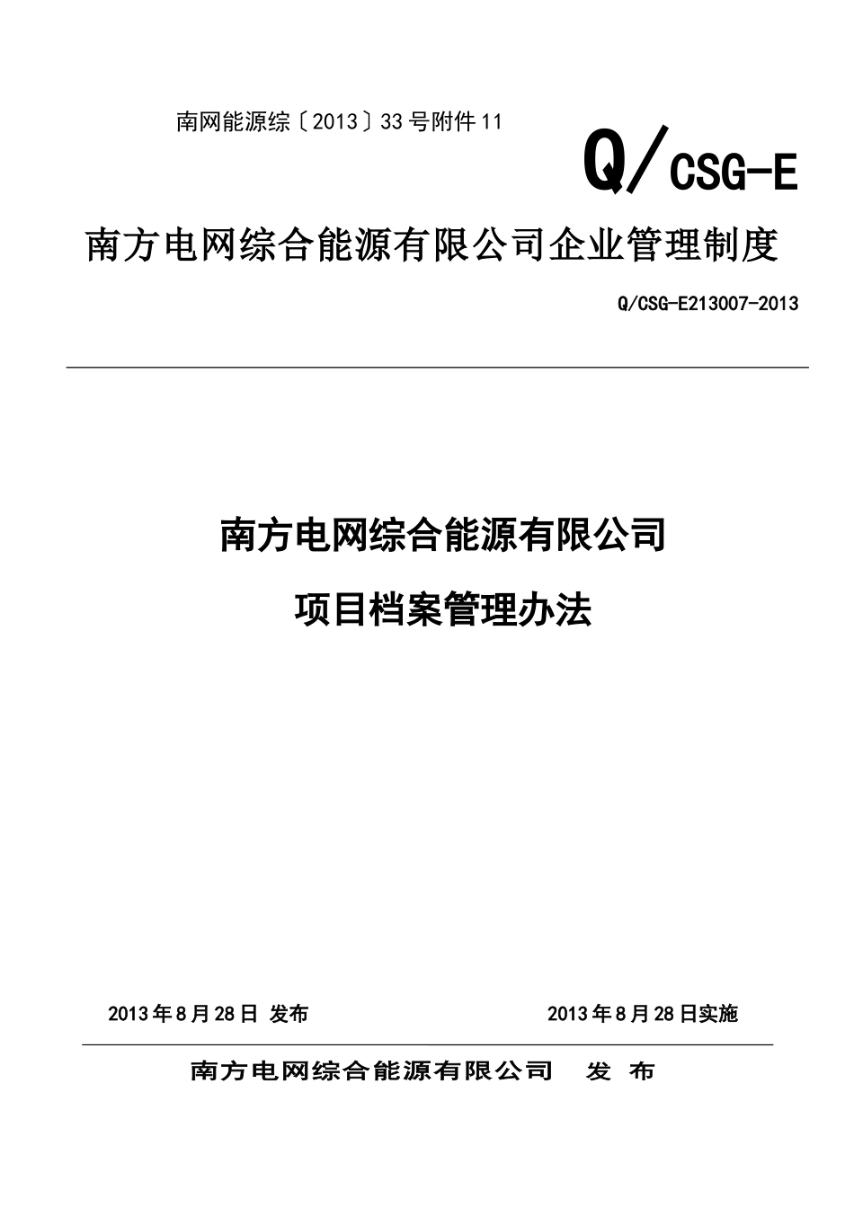 某某综合能源有限公司项目档案管理办法_第1页