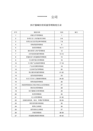 医疗器械全套制度