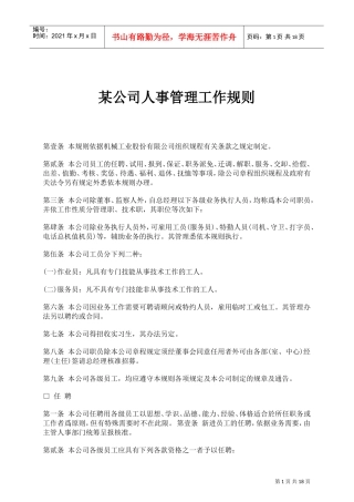 某某公司人事管理规则