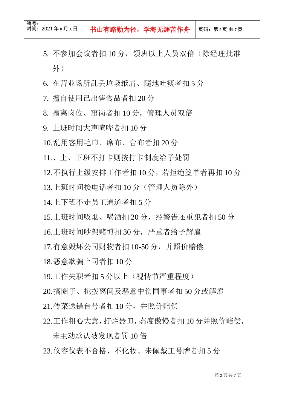 某某酒店奖罚规章制度_第2页