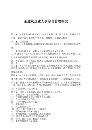 某某建筑集团人事综合管理制度