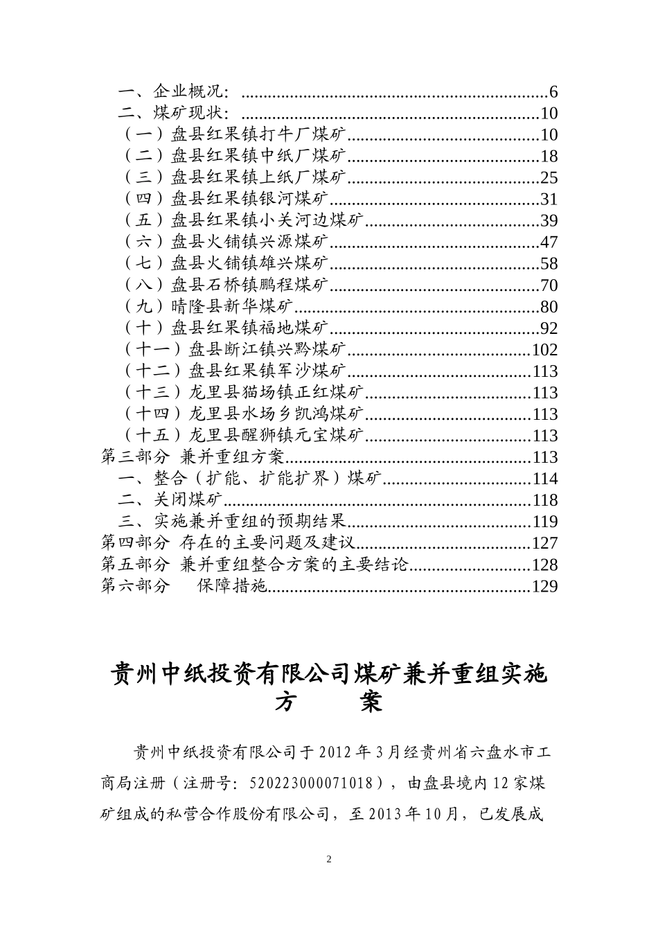 某投资公司煤矿兼并重组实施方案_第2页