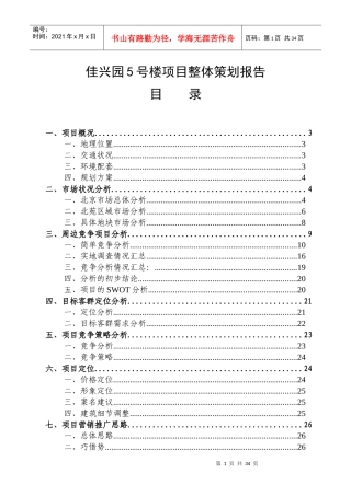 某楼盘项目整体策划报告