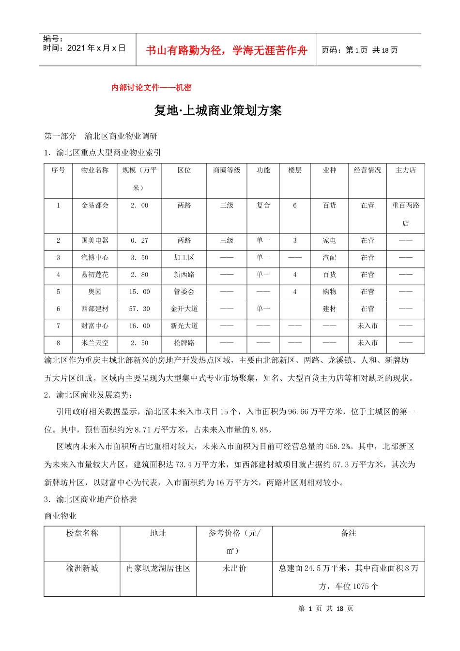 某楼盘商业策划方案_第1页