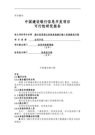 某某银行信息开发项目可行性研究报告