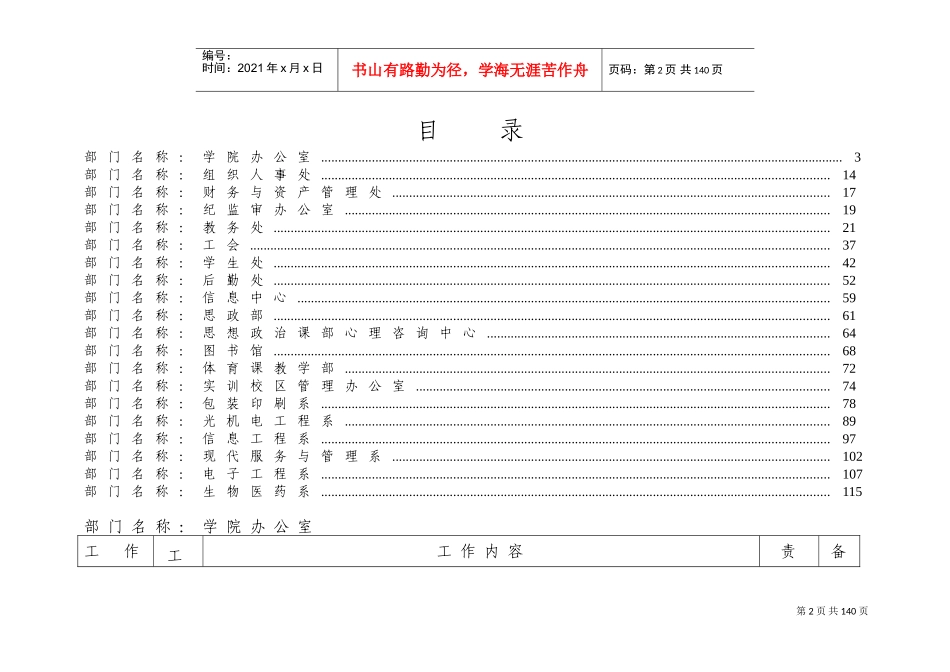 某某技术学院年度工作计划台帐_第2页