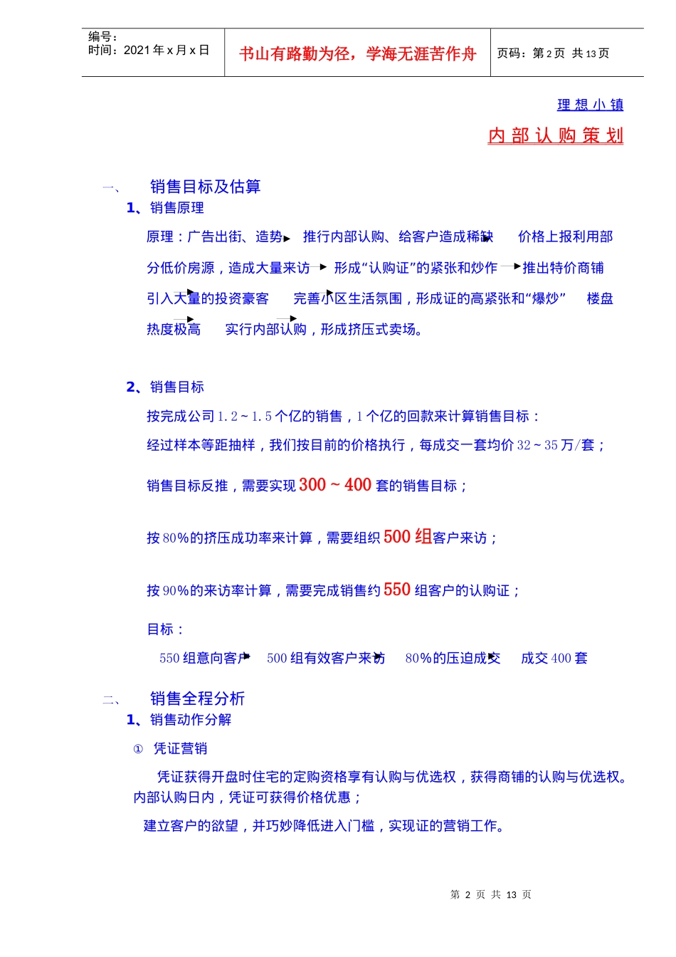 某某小镇内部认购策划简案_第2页