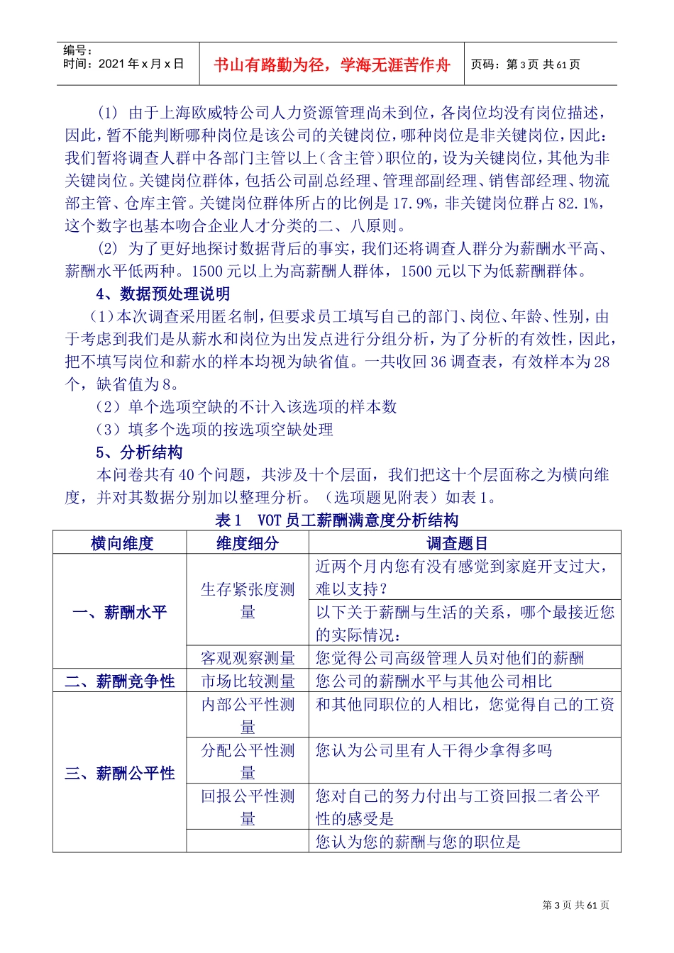 某某公司员工薪酬满意度调查统计分析报告_第3页