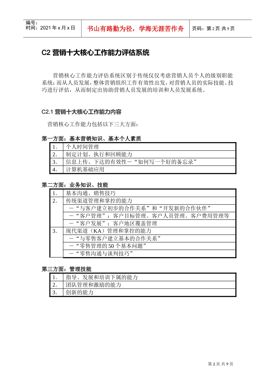某某集团销售人员年度培训计划_第2页