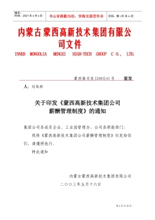 某某高新技术集团公司薪酬管理方案