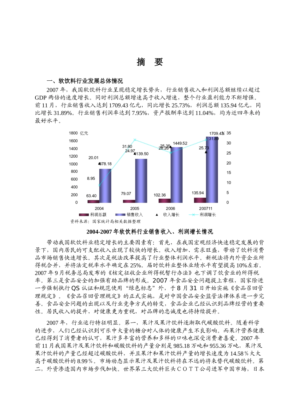 某某年软饮料行业风险分析报告_第1页