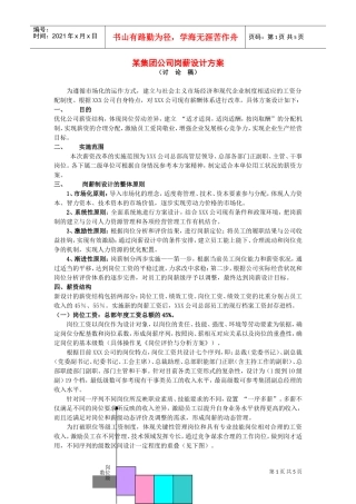 某某集团公司岗薪设计专案