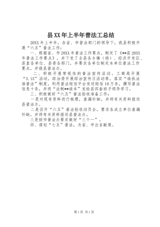 县上半年普法工总结