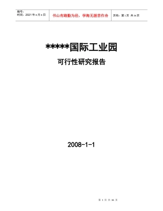 某某国际工业园可行性研究报告