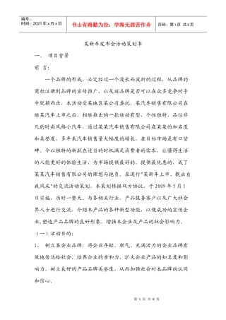 某新车发布会活动策划书