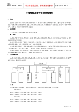 某某公司工资管理制度与绩效考核实施细则