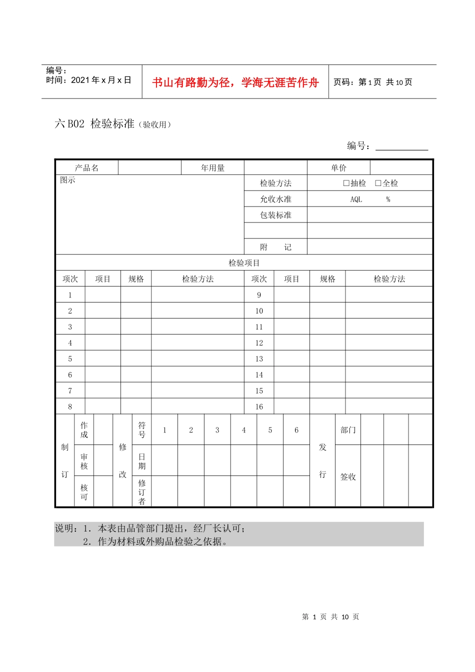 某某股份有限公司进料检验表格_第1页