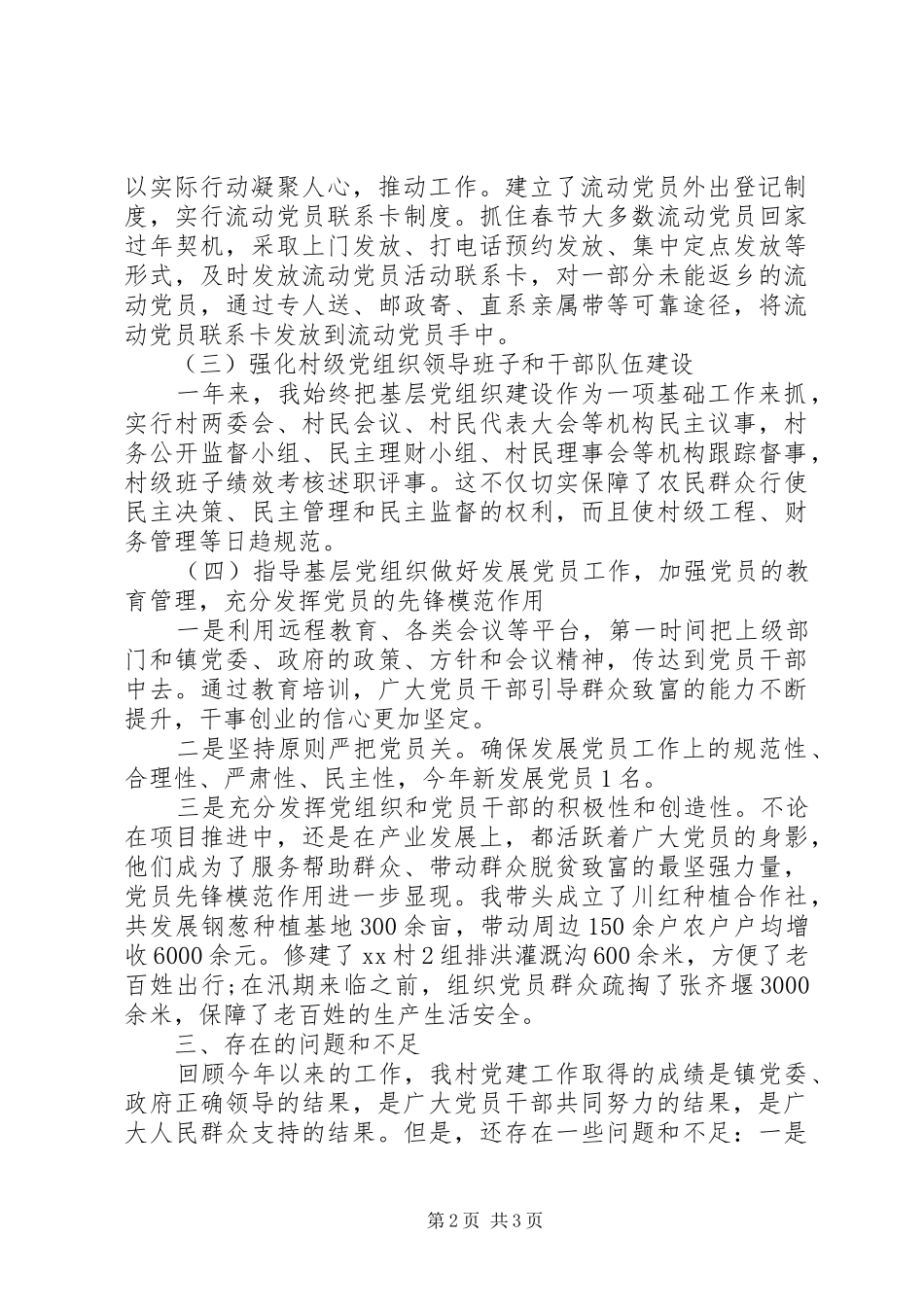 乡村党支部书记党建工作述职报告范文_第2页