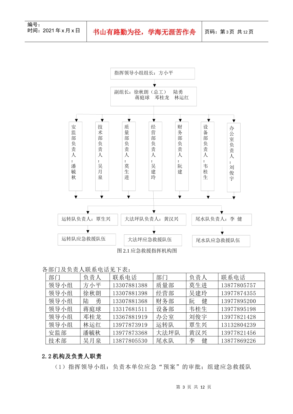 某水电工程局经理部安全生产应急预案(doc 12)_第3页