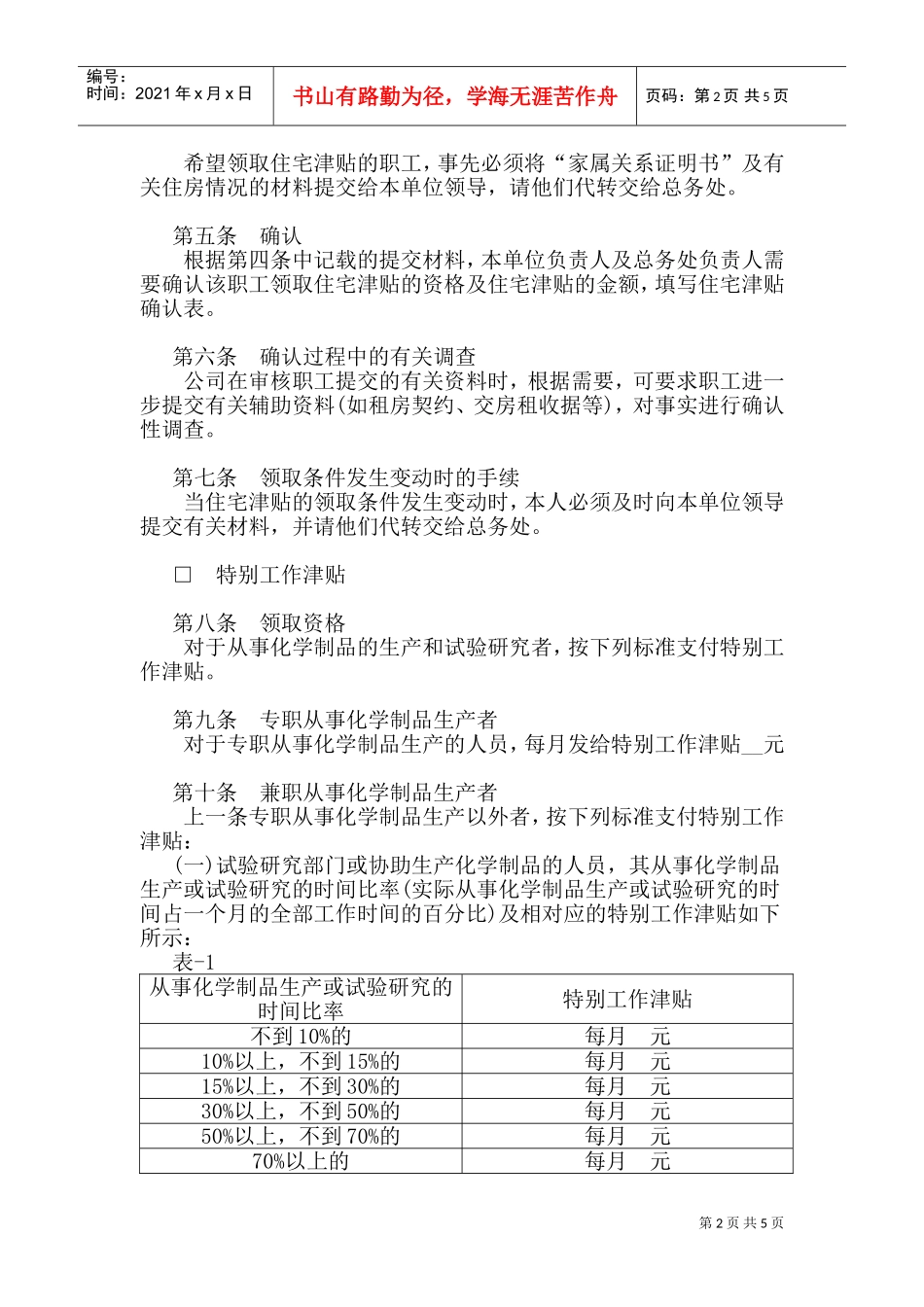 某某公司津贴及奖金管理制度规范_第2页