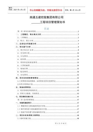 某控股集团公司工程项目管理策划书
