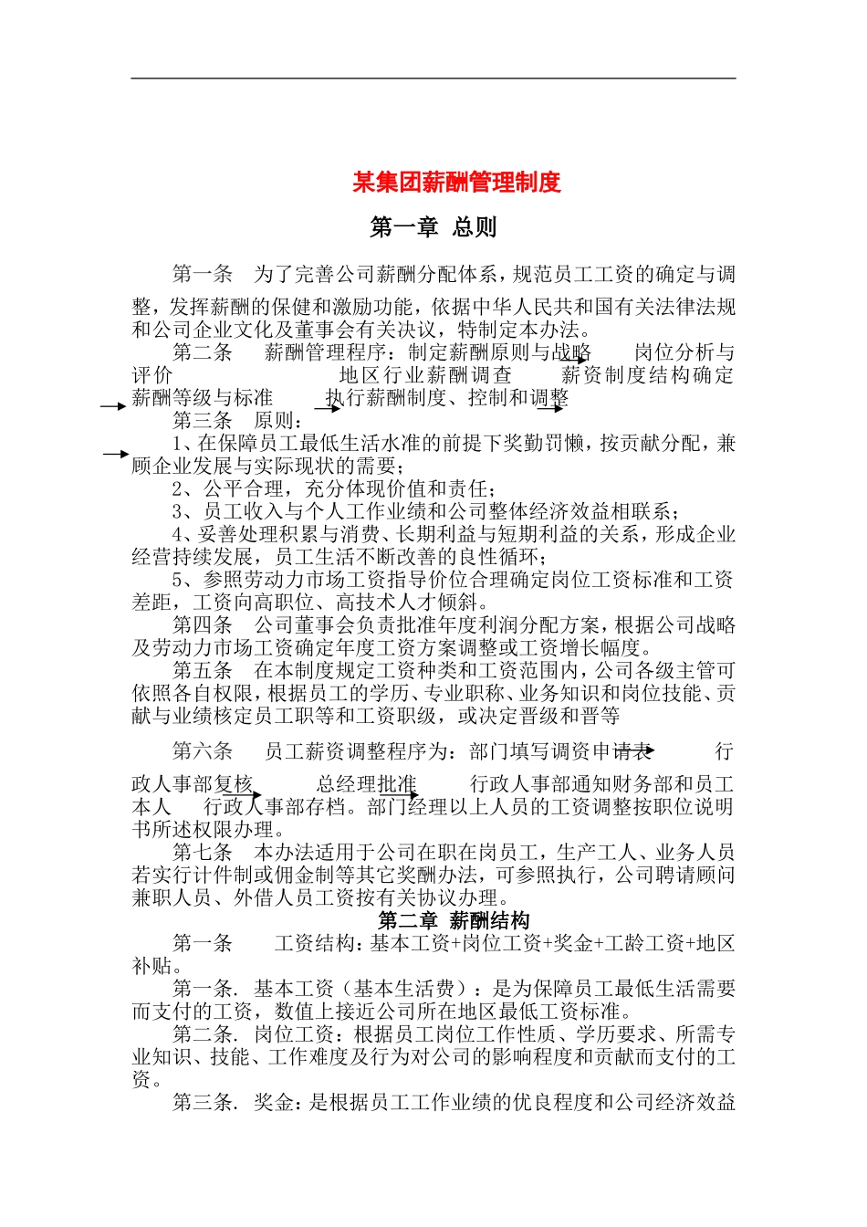 某某集团薪酬分配体系管理制度_第1页