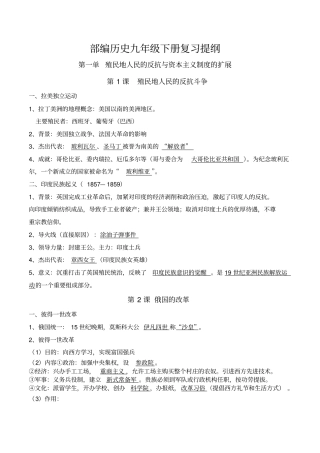 人教部编历史九年级下册复习提纲