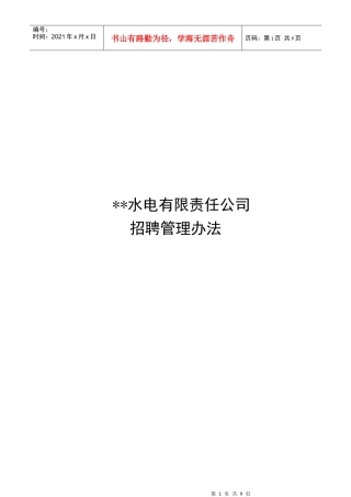 某水电有限责任公司招聘管理办法