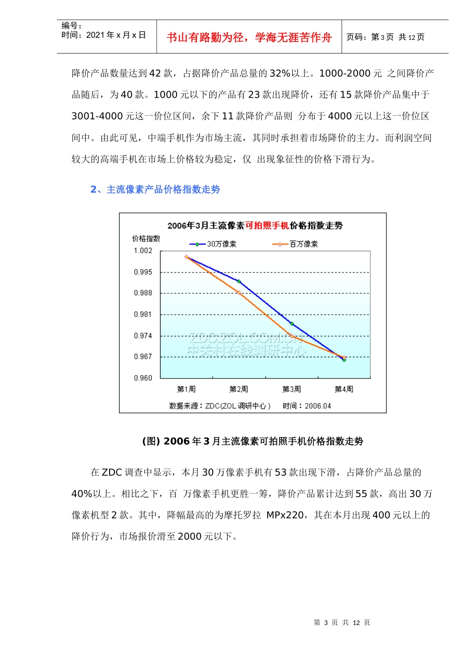 某某年月中国手机市场价格走势分析报告_第3页