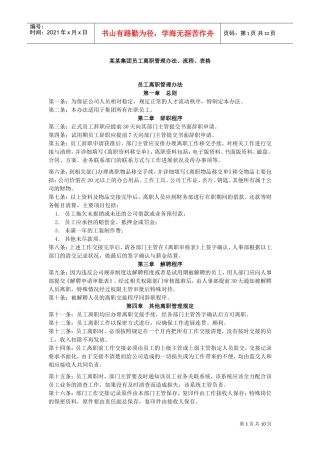 某某集团员工离职管理办法、流程、表格(DOC11页)