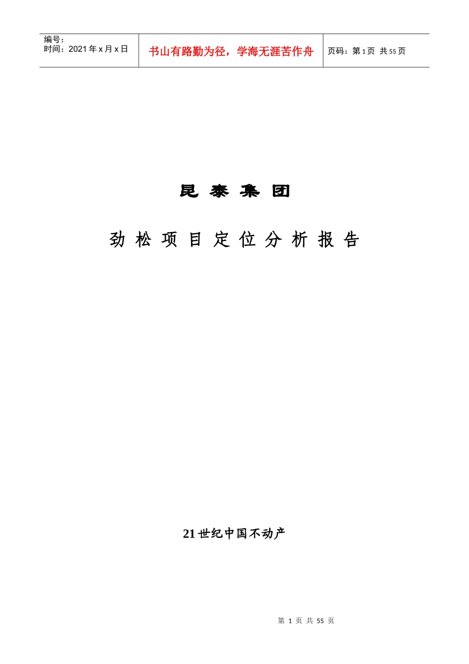 某某集团劲松项目定位分析报告_第1页