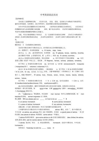 中考英语语法名词