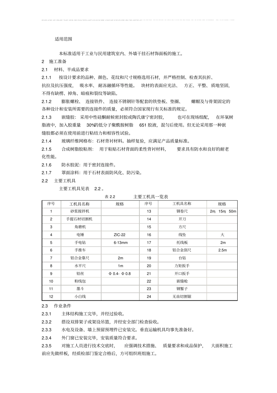 外墙干挂石材施工工艺标准_第1页