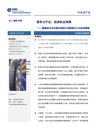 某某轮胎行业影响及公司投资策略研究(doc 15)