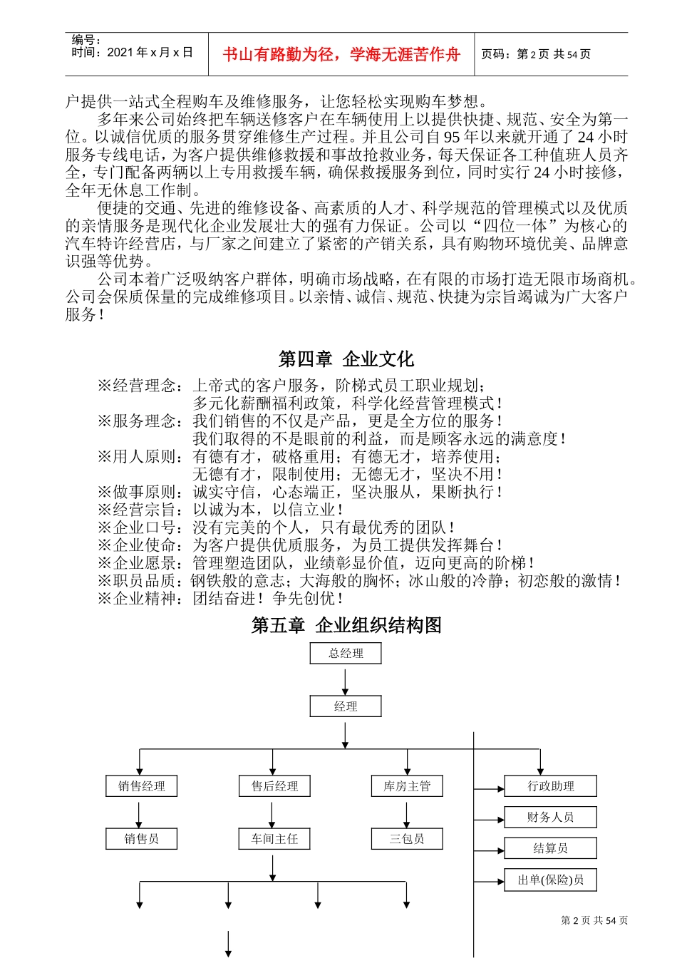 某某汽车服务公司员工手册管理制度_第2页