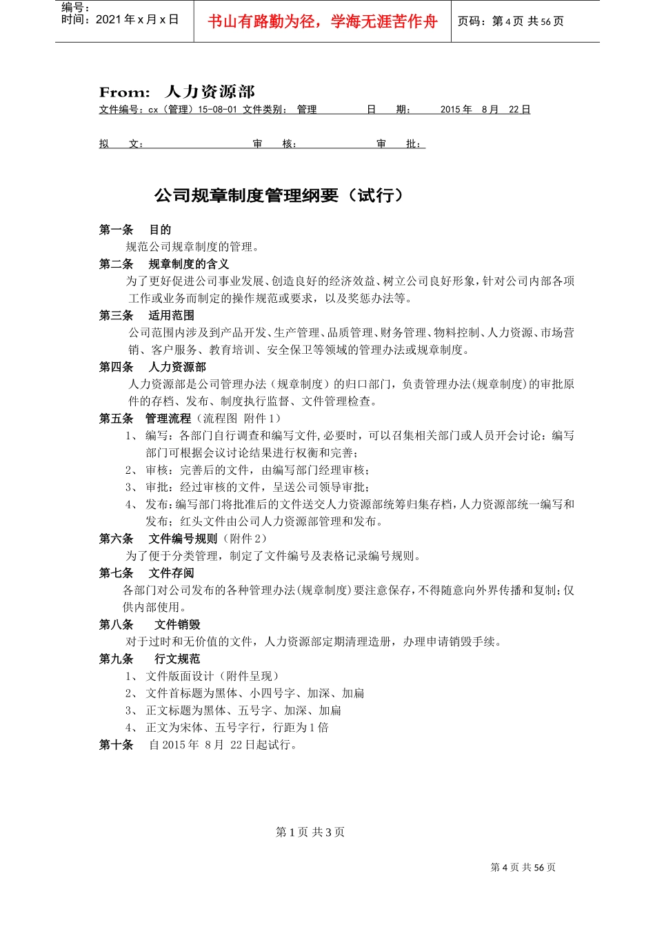 某某公司规章制度管理纲要_第1页