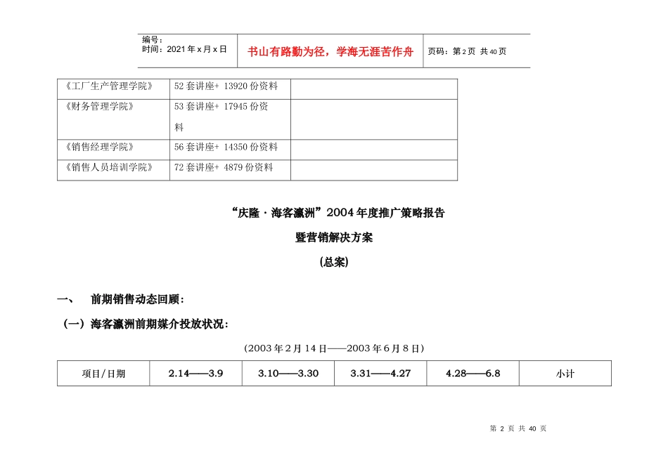 某楼盘年度推广策划报告与营销方案_第2页