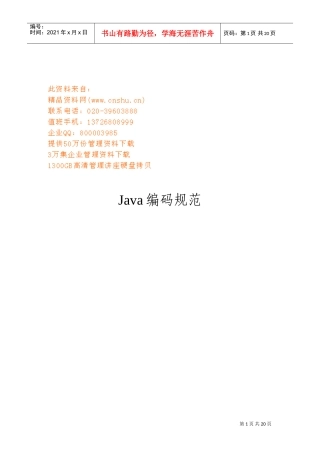 某某有限公司Java编码规范