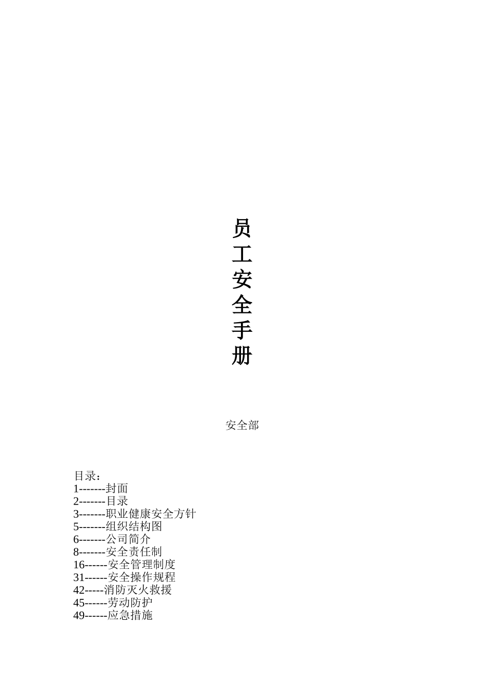 某某公司员工安全管理手册_第1页